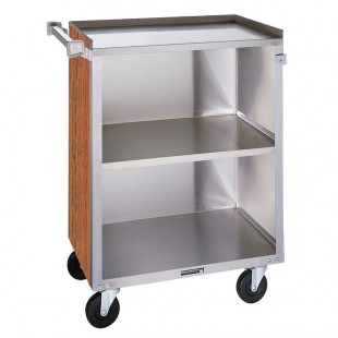 Lakeside 810VC 3 Shelf Medium Duty Stainless Steel Utility Cart with Enclosed Base and Victorian Cherry Finish - 16 7/8 Lakeside 810VC 3 Shelf Medium Duty Stainless Steel Utility Cart with Enclosed Base and Victorian Cherry Finish - 16 7/8