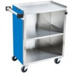Lakeside 610RM 3 Shelf Standard Duty Stainless Steel Utility Cart with Enclosed Base and Red Maple Finish - 16 1/2