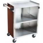 Lakeside 610RM 3 Shelf Standard Duty Stainless Steel Utility Cart with Enclosed Base and Red Maple Finish - 16 1/2