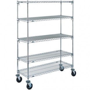 Metro 5A456BC Super Adjustable Chrome 5 Tier Mobile Shelving Unit with Rubber Casters - 21 Metro 5A456BC Super Adjustable Chrome 5 Tier Mobile Shelving Unit with Rubber Casters - 21