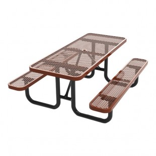 Lifeyard 6' Brown Expanded Metal Picnic Table