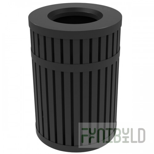 Commercial Zone 728001 ArchTec Parkview 45 Gallon Black Steel Outdoor Round Trash Can