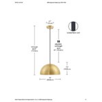 Globe Novogratz Retro Matte Brass Pendant Light - 120V, 60W