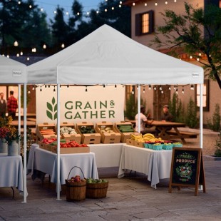 Galaxy Equipment 10' x 10' White Straight Leg Light-Duty Steel Instant Pop-Up Canopy Tent