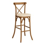 Lancaster Table & Seating Vineyard Barrel Brown Wood Cross Back Bar Stool with 2 Lancaster Table & Seating Vineyard Barrel Brown Wood Cross Back Bar Stool with 2