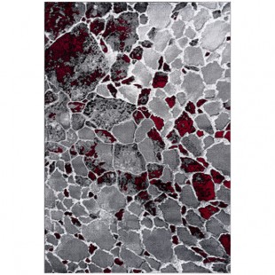 Abani Arto Collection 4' x 6' Gray / Red Contemporary Granite Area Rug