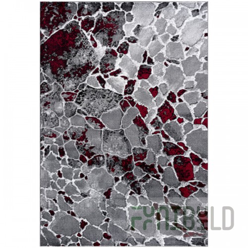 Abani Arto Collection 4' x 6' Gray / Red Contemporary Granite Area Rug