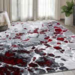 Abani Arto Collection 4' x 6' Gray / Red Contemporary Granite Area Rug