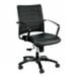 Eurotech LE222TNM-BLKL Europa Metallic Series Black Leather Mid Back Swivel Office Chair