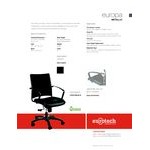 Eurotech LE222TNM-BLKL Europa Metallic Series Black Leather Mid Back Swivel Office Chair