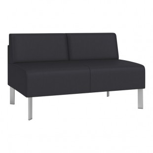 Lesro Luxe Lounge Series Patriot Plus Black Vinyl Loveseat with Steel Legs Lesro Luxe Lounge Series Patriot Plus Black Vinyl Loveseat with Steel Legs