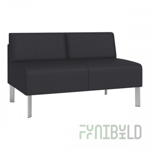 Lesro Luxe Lounge Series Patriot Plus Black Vinyl Loveseat with Steel Legs