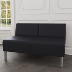 Lesro Luxe Lounge Series Patriot Plus Black Vinyl Loveseat with Steel Legs Lesro Luxe Lounge Series Patriot Plus Black Vinyl Loveseat with Steel Legs