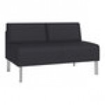 Lesro Luxe Lounge Series Patriot Plus Black Vinyl Loveseat with Steel Legs Lesro Luxe Lounge Series Patriot Plus Black Vinyl Loveseat with Steel Legs