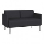 Lesro Luxe Lounge Series Patriot Plus Black Vinyl Loveseat with Steel Legs Lesro Luxe Lounge Series Patriot Plus Black Vinyl Loveseat with Steel Legs