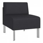 Lesro Luxe Lounge Series Patriot Plus Black Vinyl Loveseat with Steel Legs Lesro Luxe Lounge Series Patriot Plus Black Vinyl Loveseat with Steel Legs