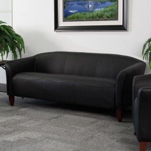 Flash Furniture 111-3-BK-GG Hercules Imperial Black Leather Sofa with Wooden Feet Flash Furniture 111-3-BK-GG Hercules Imperial Black Leather Sofa with Wooden Feet