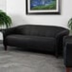 Flash Furniture 111-3-BK-GG Hercules Imperial Black Leather Sofa with Wooden Feet
