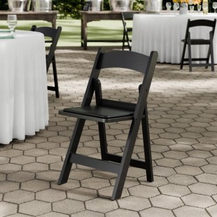 Lancaster Table & Seating Black Resin Folding Chair with Vinyl Seat Lancaster Table & Seating Black Resin Folding Chair with Vinyl Seat