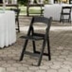 Lancaster Table & Seating Black Resin Folding Chair with Vinyl Seat