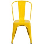 Flash Furniture CH-31230-YL-GG Yellow Stackable Galvanized Steel Chair with Vertical Slat Back and Drain Hole Seat
