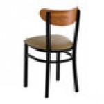 Lancaster Table & Seating Boomerang Black Finish Chair with Taupe Vinyl Seat and Vintage Wood Back - Unassembled Lancaster Table & Seating Boomerang Black Finish Chair with Taupe Vinyl Seat and Vintage Wood Back - Unassembled