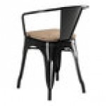 Lancaster Table & Seating Alloy Onyx Black Indoor Arm Chair with Gray Wood Seat Lancaster Table & Seating Alloy Onyx Black Indoor Arm Chair with Gray Wood Seat