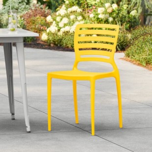 Lancaster Table & Seating Sol Sunshine Yellow Resin Side Chair Lancaster Table & Seating Sol Sunshine Yellow Resin Side Chair