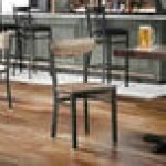 Lancaster Table & Seating Boomerang Black Finish Chair with Driftwood Seat and Back