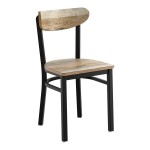 Lancaster Table & Seating Boomerang Black Finish Chair with Driftwood Seat and Back