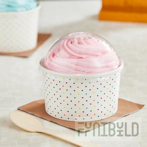 Choice 16 oz. Polka Dot Paper Frozen Yogurt / Food Cup with Dome Lid - 50/Case