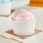 Choice 16 oz. Polka Dot Paper Frozen Yogurt / Food Cup with Dome Lid - 50/Case