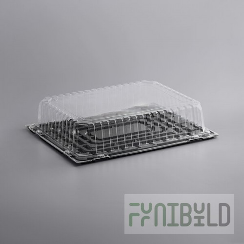 Choice 1/2 Size Low Dome Sheet Cake Display Container with Clear Dome Lid - 25/Case