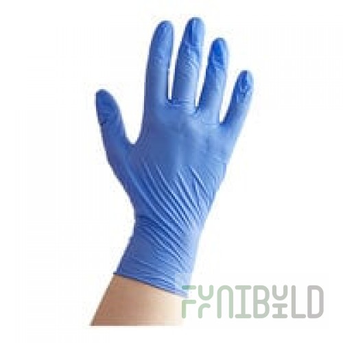 Noble Powder-Free Disposable Blue Hybrid 3.5 Mil Thick Gloves - Large - 100/Box