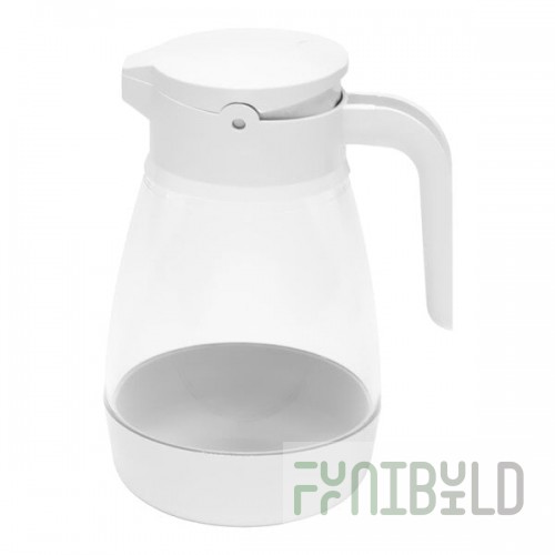 Service Ideas Classic 16 oz. Clear Plastic Syrup Dispenser with White Top - 6/Case