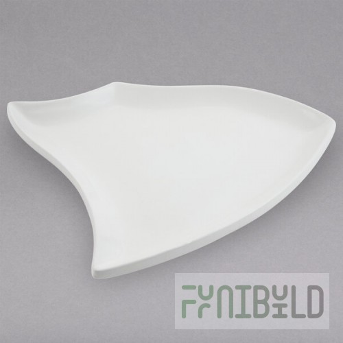 Bon Chef 70004PWHT Futura 38 Oz. White Sandstone Finish Cast Aluminum Platter