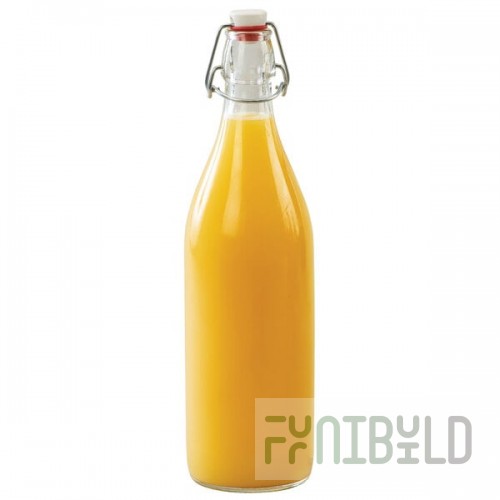 Cal-Mil 3674-34 32 oz. Clear Glass Bottle with Wire Bail Swing Top Lid