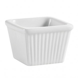 CAC RKF-SQ3 3 oz. White China Square Fluted Ramekin - 48/Case CAC RKF-SQ3 3 oz. White China Square Fluted Ramekin - 48/Case