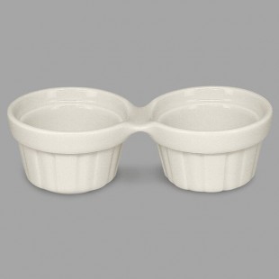 RAK Porcelain Chef's Fusion 1 oz. Sand White Porcelain Double Ramekin - 12/Case