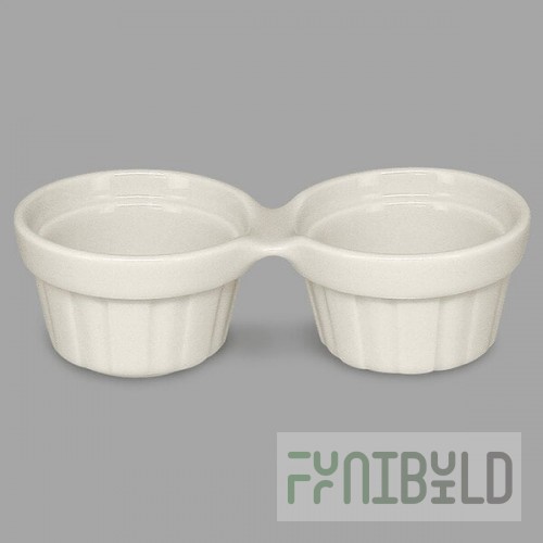 RAK Porcelain Chef's Fusion 1 oz. Sand White Porcelain Double Ramekin - 12/Case