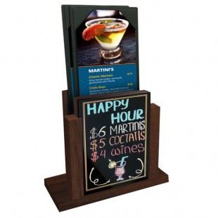 Menu Solutions WDMH-WET Walnut Wood Menu Holder with 4