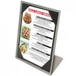 Menu Solutions MTCL-58-SWIRL Alumitique Aluminum Menu Tent with Clip - Swirl Finish - 5 1/2 Menu Solutions MTCL-58-SWIRL Alumitique Aluminum Menu Tent with Clip - Swirl Finish - 5 1/2