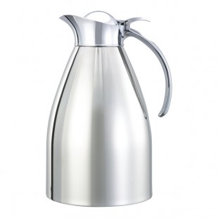 Service Ideas Marquette 50.7 oz. Polished Stainless Steel Insulated Carafe / Server with Flip-Top Lid MAR15PS