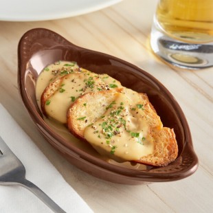 Tuxton DMN-045 Mahogany 4.5 oz. Oval China Welsh Rarebit - 12/Case