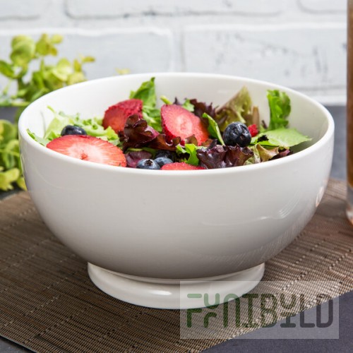 10 Strawberry Street WTR-7RDFTDBWL Whittier 1.06 Qt. White Round Porcelain Footed Bowl - 18/Case