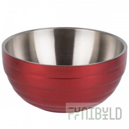 Vollrath 4659015 Double Wall Round Beehive 1.7 Qt. Serving Bowl - Dazzle Red