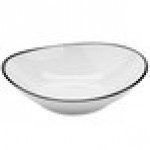 GET B-60-W/BK Settlement Bistro 6 oz. White Enamelware Melamine Shallow Coupe Bowl with Black Trim - 48/Case