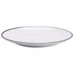 GET B-60-W/BK Settlement Bistro 6 oz. White Enamelware Melamine Shallow Coupe Bowl with Black Trim - 48/Case