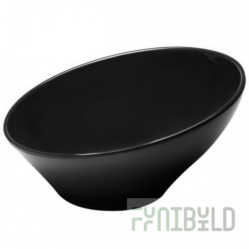 Elite Global Solutions M115 Pappasan Black 2 Qt. Slanted Melamine Bowl