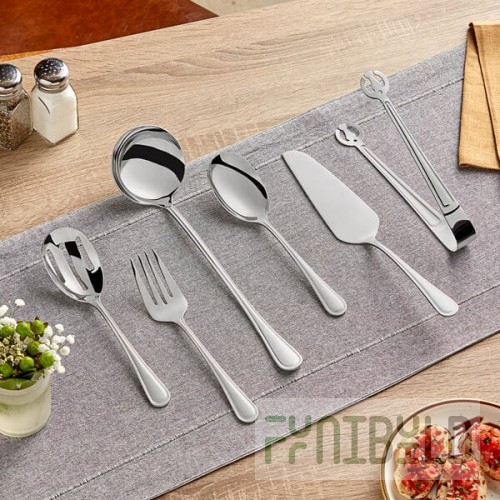Acopa Edgeworth 6-Piece 18/8 Stainless Steel Extra Heavy Weight Serving Utensils Set